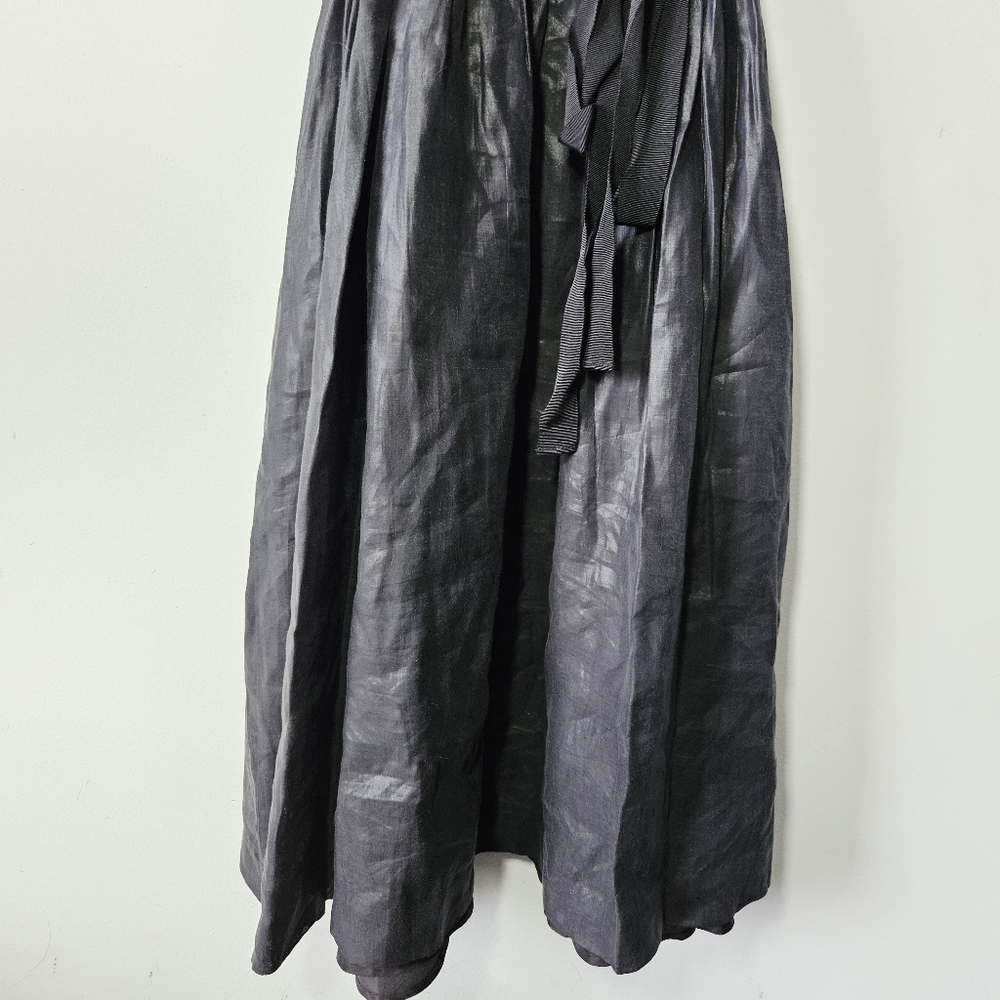 Club Monaco Tie Waist Dress Size 8 Sleeveless Black Fitted Waist Midi EUC - Picture 5 of 7